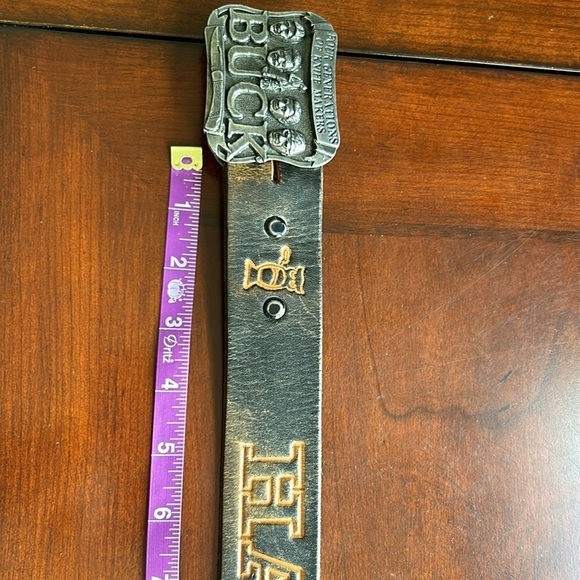 Motor Harley Davidson Cycle leather belt Owl brand sz 36 metal buckle leather - Picture 6 of 17